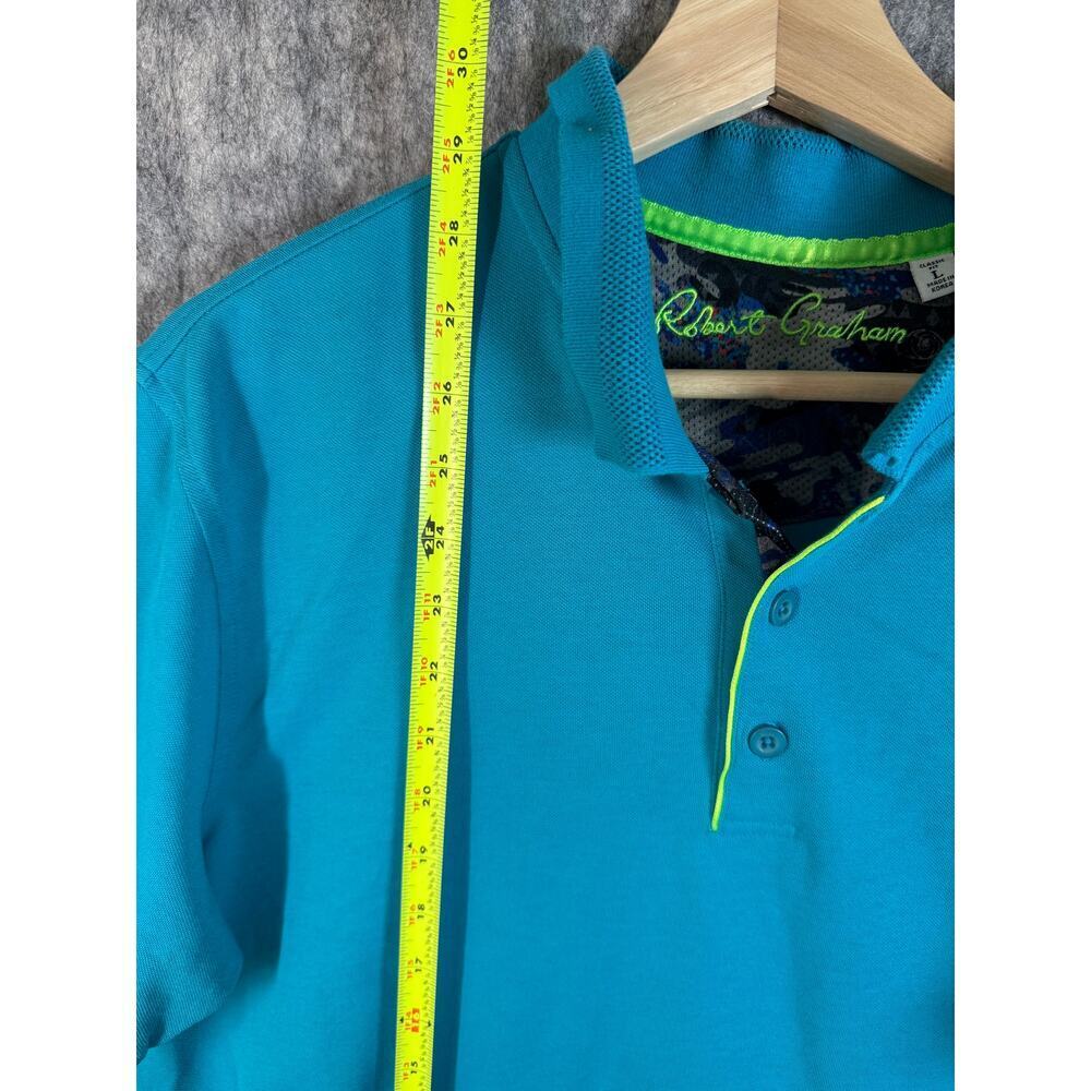 Robert Graham Polo Shirt Mens Large Blue Classic Fit Cotton Polyester Casual - Picture 8 of 8